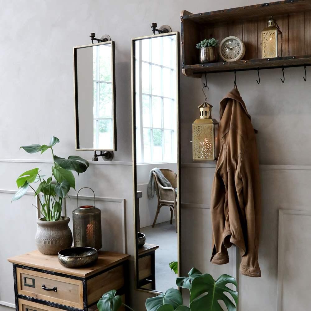 Wall-Mounted Mirror - Antique Brass Finish